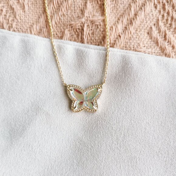 Kendra Scott - Lillia Butterfly Dichroic Glass Necklace Gold - Picture 2 of 4